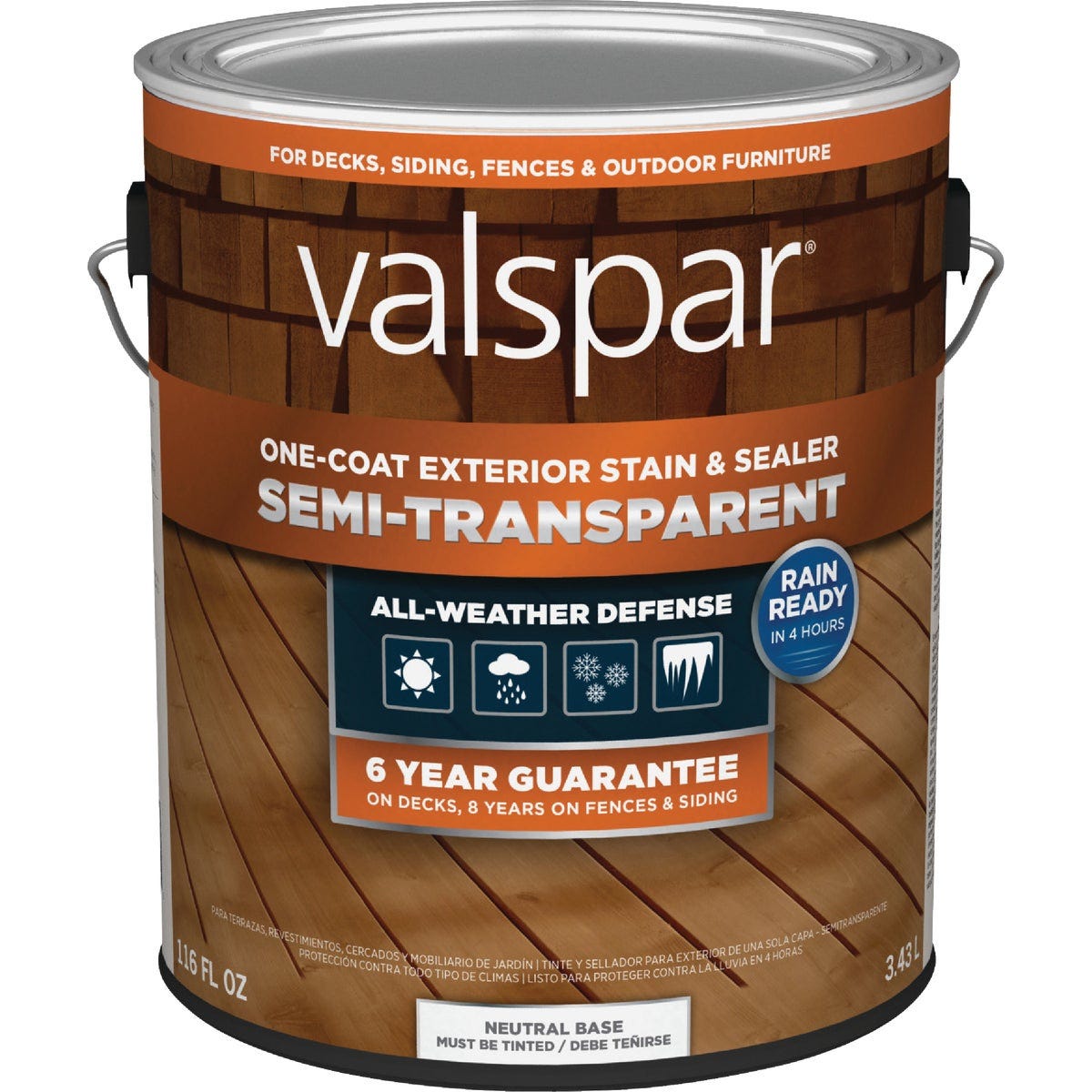 Valspar Semi Transparent Deck Stain, Neutral Tint Base, 1 Gal. - photo 2