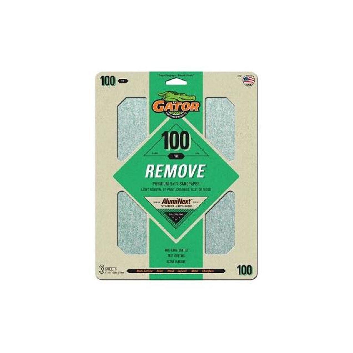 Gator 9 In. x 11 In. 100-Grit Sandpaper (3-Pack) Gator 9 In. x 11 In. 100-Grit Sandpaper (3-Pack)