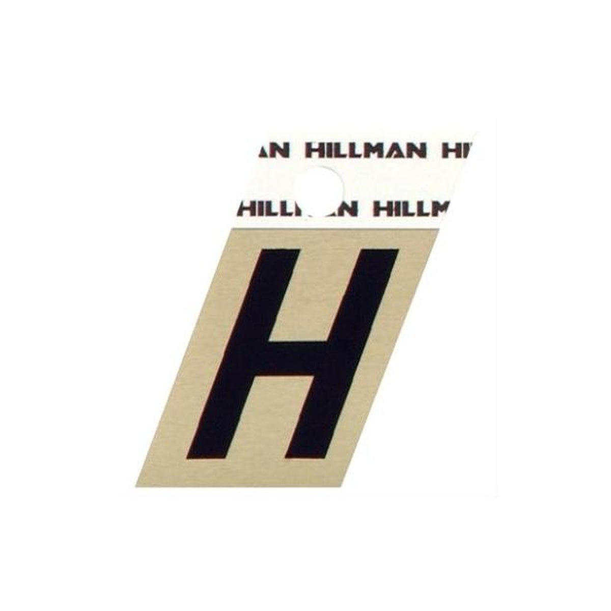 Hillman 1-1/2 In. Aluminum Black & Gold Reflective Adhesive Angle-Cut Letter, H