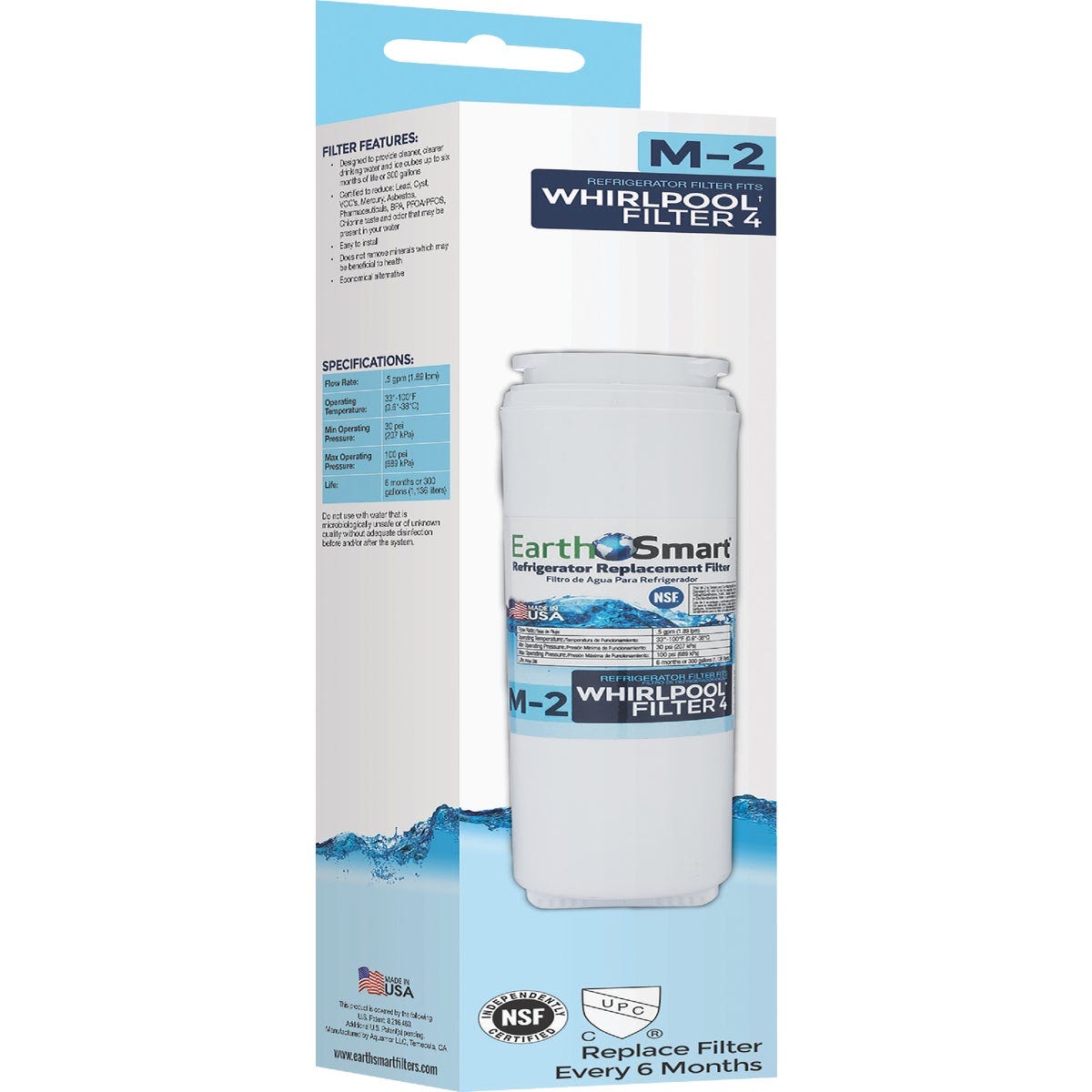 EarthSmart M-2 Whirlpool Refrigerator Filter Cartridge EarthSmart M-2 Whirlpool Refrigerator Filter Cartridge