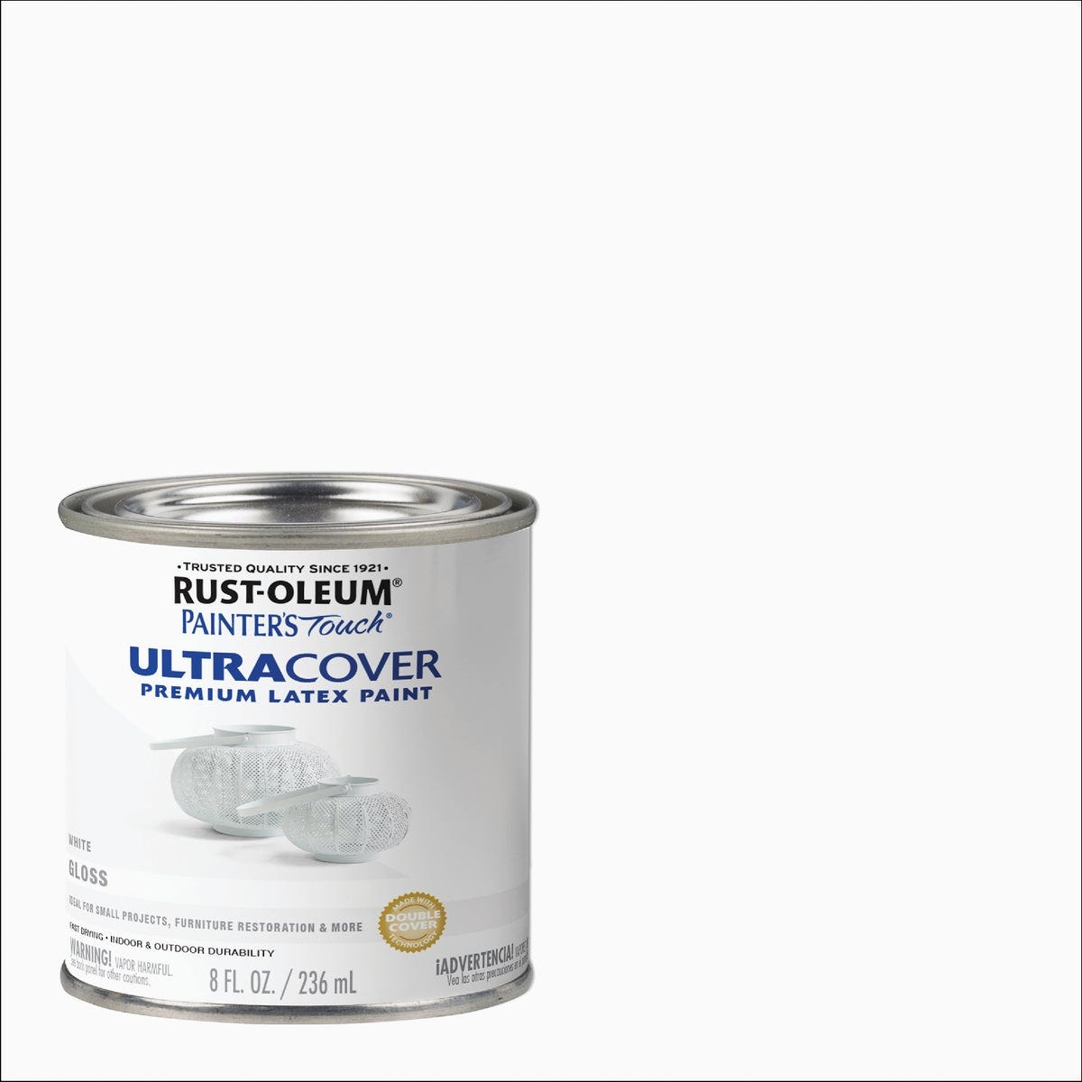 Rust-Oleum Painter's Touch 2X Ultra Cover Premium Latex Paint, White Gloss, 1/2 Pt.