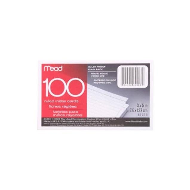 Mead 3 In. x 5 In. Ruled Index Cards (100-Pack)