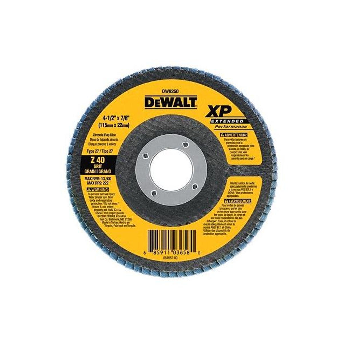 DEWALT 7/8 In. x 4-1/2 In. 40-Grit Zirconia Angle Grinder Flap Disc DEWALT 7/8 In. x 4-1/2 In. 40-Grit Zirconia Angle Grinder Flap Disc