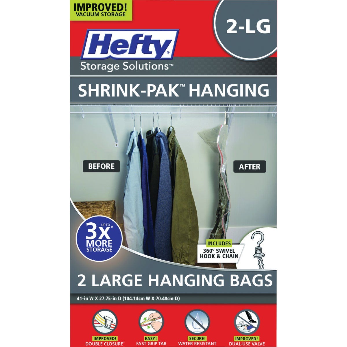 Hefty Shrink-Pak Large Hanging Storage Bags (2-Count)