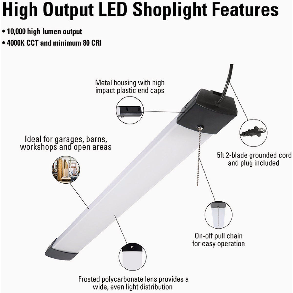 Metalux 46 In. 128W Equivalent 10,000 Lm. LED Shop Light - photo 4 Metalux 46 In. 128W Equivalent 10,000 Lm. LED Shop Light - photo 4