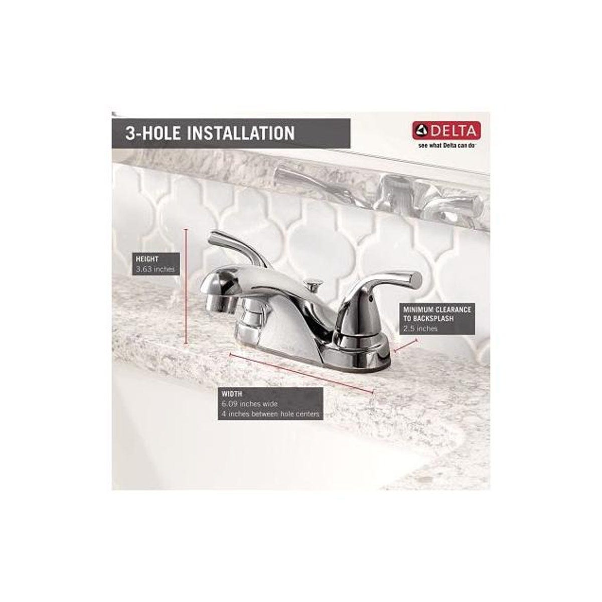 Delta Foundations Chrome 2-Handle 4 In. Centerset Bathroom Faucet - photo 2 Delta Foundations Chrome 2-Handle 4 In. Centerset Bathroom Faucet - photo 2