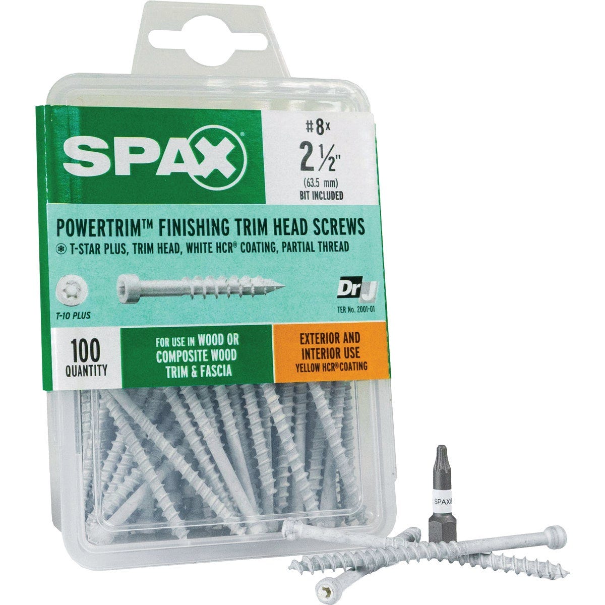 SPAX PowerTrim #8 x 2-1/2 In. T10 Plus Cylindric Head HCR (Exterior Rated) White Trim Screw (100-Ct.)