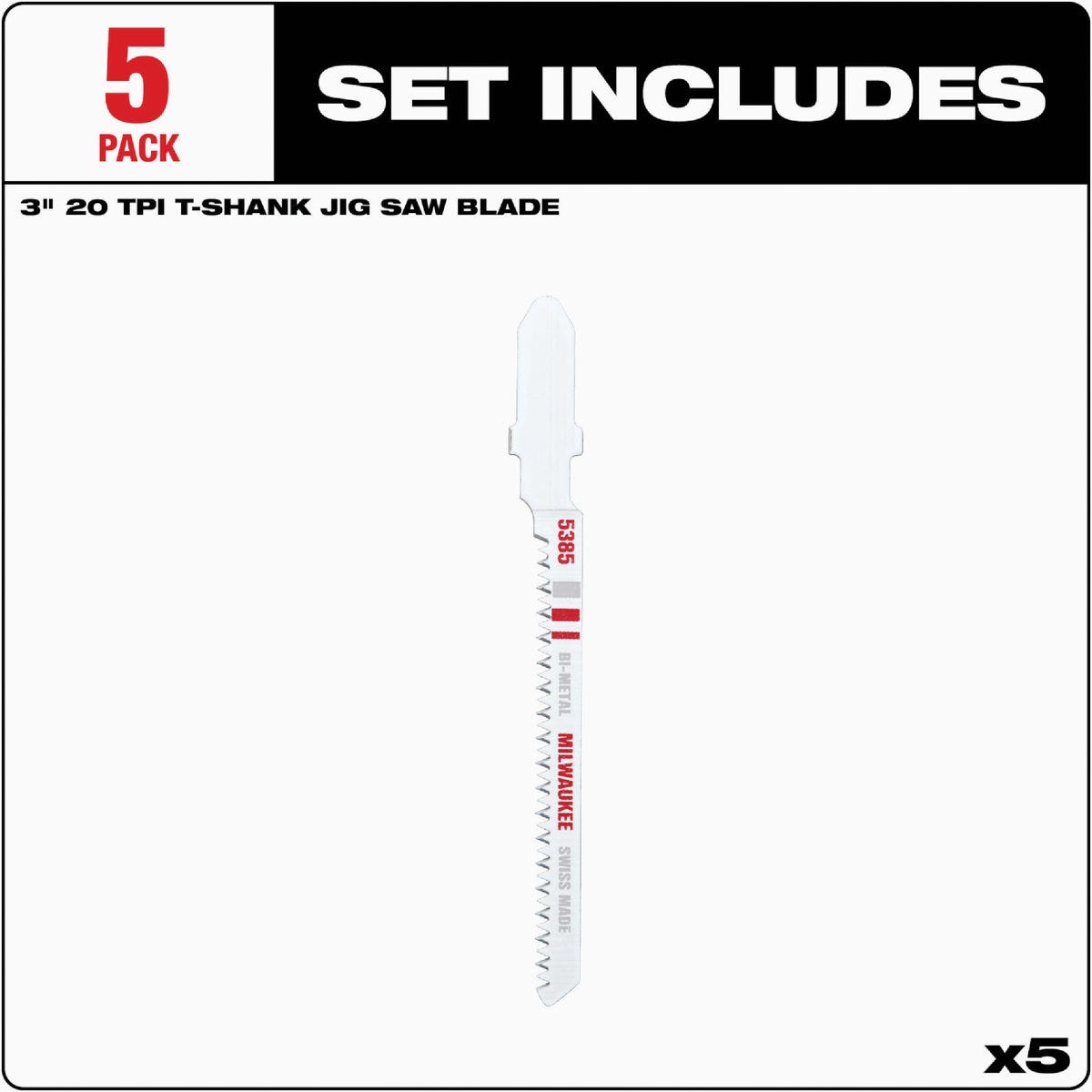 Milwaukee 3 In. x 20 TPI T-Shank Bi-Metal Jig Saw Blade for Wood (5-Pack) - photo 4 Milwaukee 3 In. x 20 TPI T-Shank Bi-Metal Jig Saw Blade for Wood (5-Pack) - photo 4