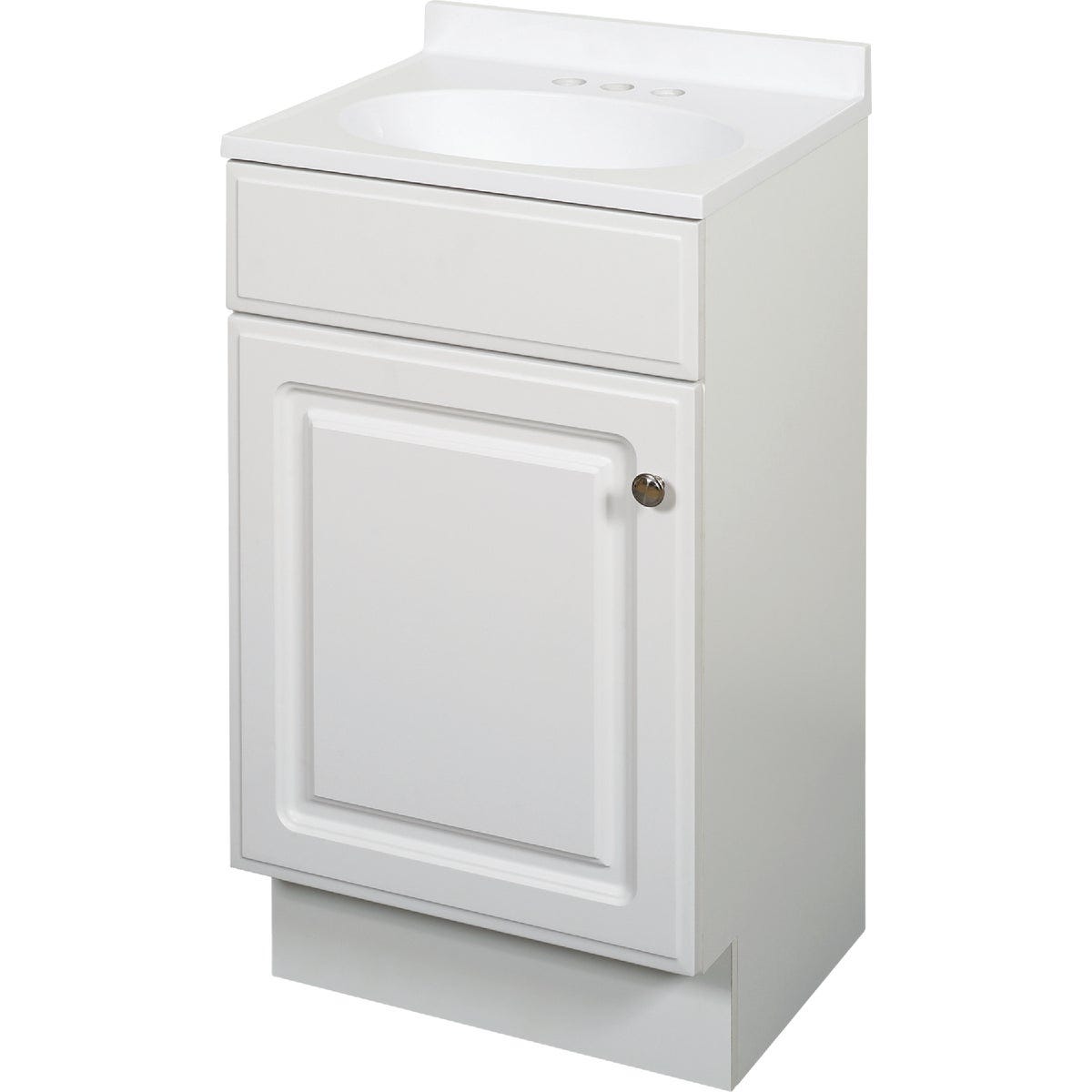 Zenith Zenna Home White 18 In. W x 35 In. H x 16 In. D Vanity with White Cultured Marble Top Zenith Zenna Home White 18 In. W x 35 In. H x 16 In. D Vanity with White Cultured Marble Top