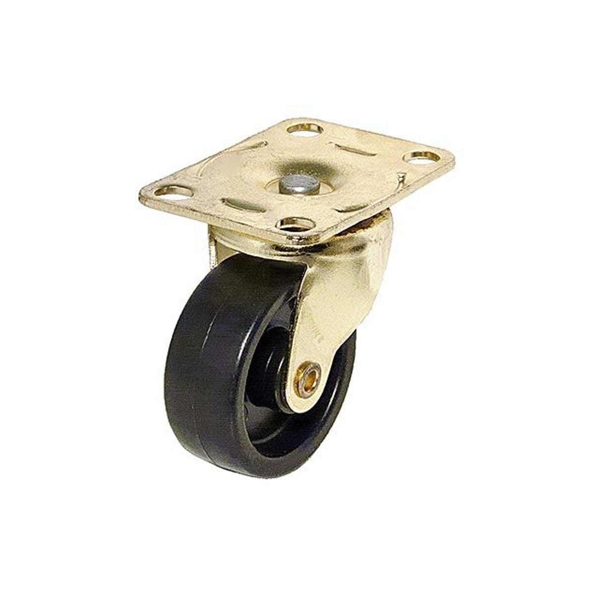 TruGuard 1-5/8 In. Black with Brass Finish Plate Wheel Caster (2-Pack)
