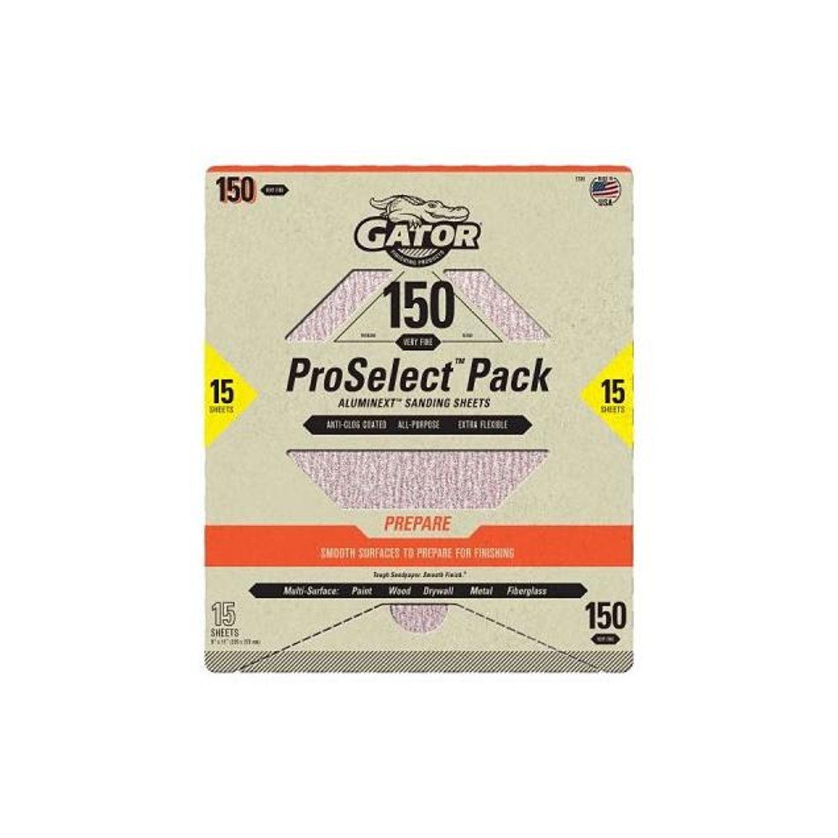 Gator Grit 9 In. x 11 In. 150 Grit Premium Sandpaper Sheets (15-Pack)