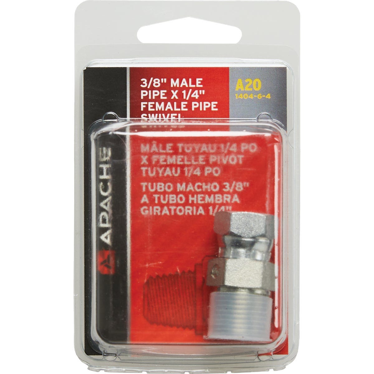 Apache 3/8 In. Male Pipe x 1/4 In. Female Pipe Swivel Hydraulic Hose Adapter - photo 2