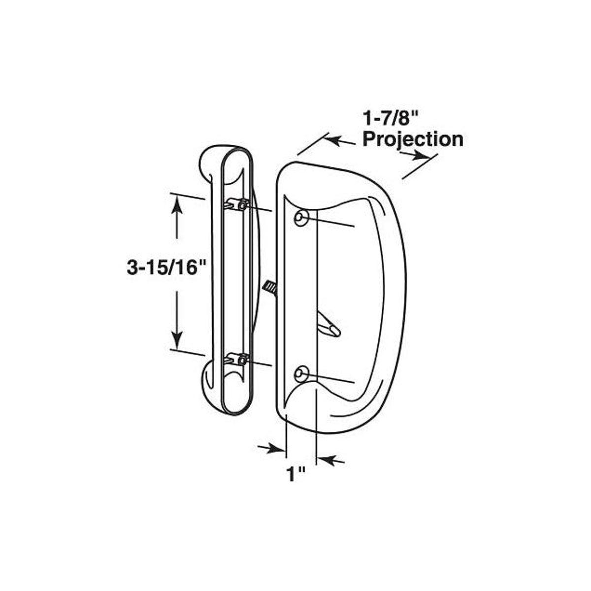 Prime-Line Diecast White Mortise 3-15/16 In. Sliding Glass Door Handle Set