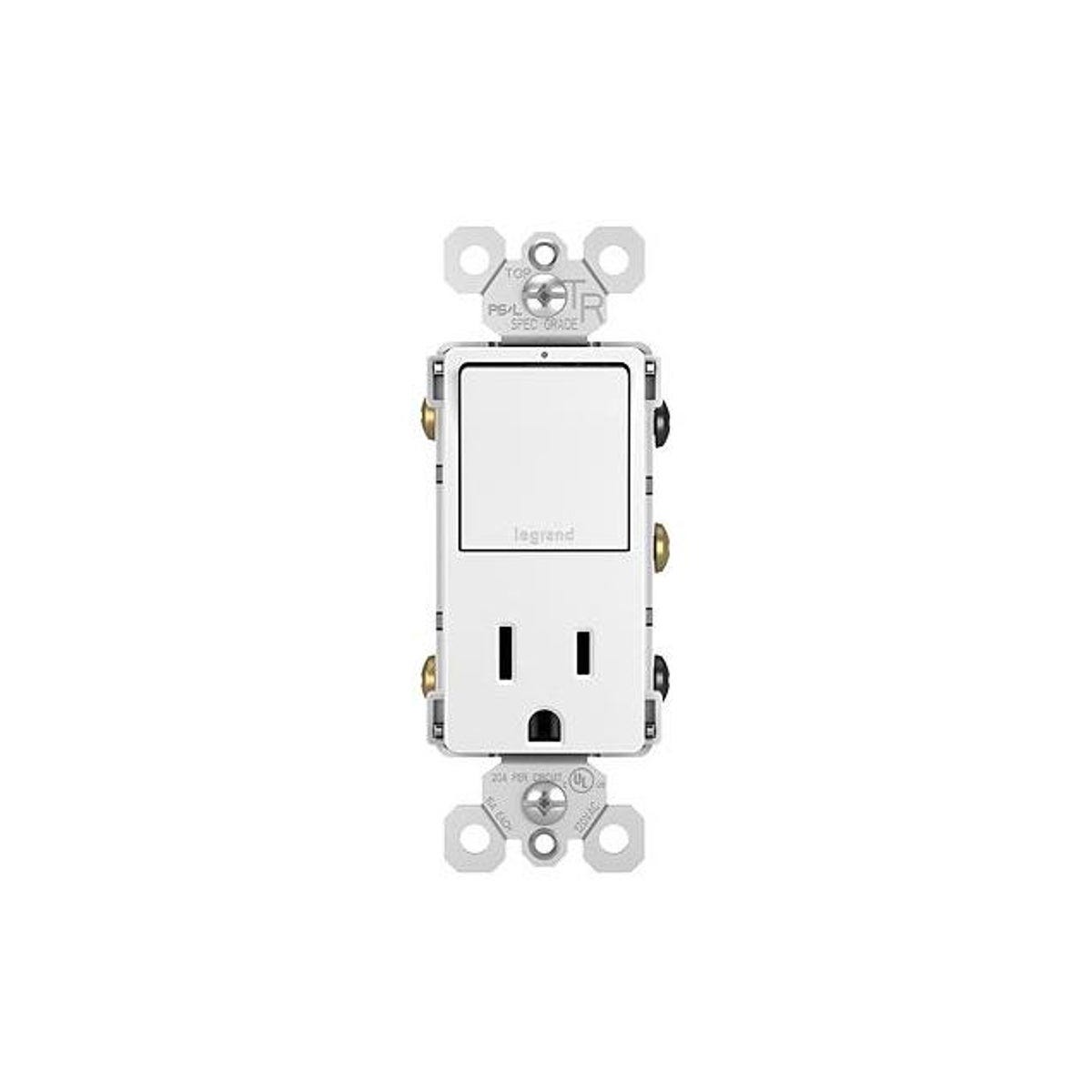 Legrand Pass & Seymour Radiant White Single Pole Switch/Single Receptacle