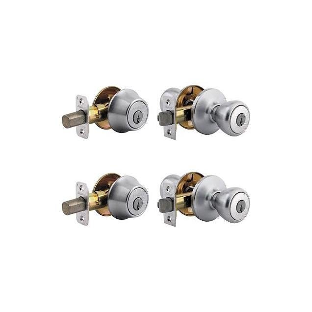 Kwikset Satin Nickel Single Cylinder Deadbolt & Door Knob Combo Kwikset Satin Nickel Single Cylinder Deadbolt & Door Knob Combo
