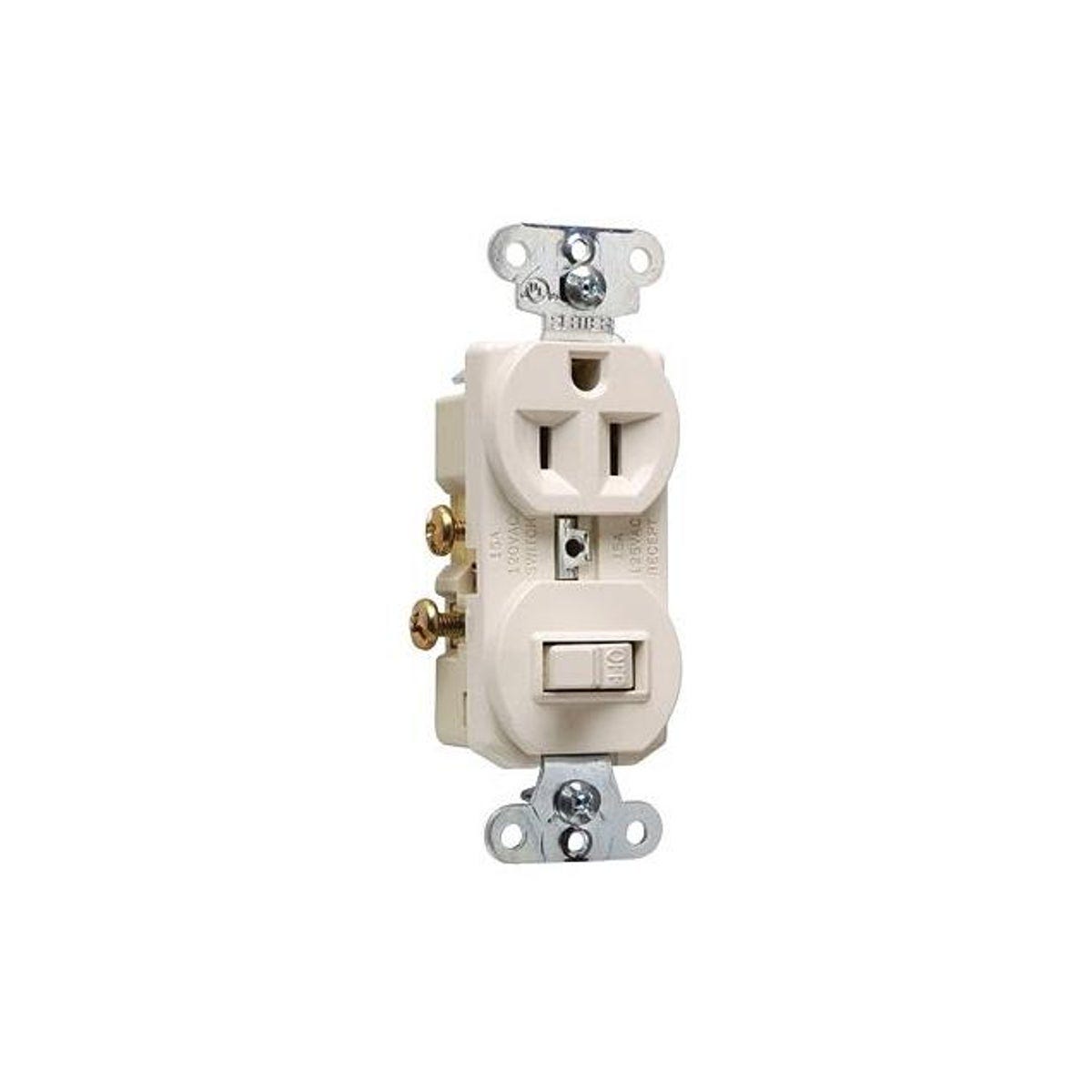 Legrand Pass & Seymour 15A 120V Combination Single-Pole Switch & Outlet, Single-Pole, Light Almond Legrand Pass & Seymour 15A 120V Combination Single-Pole Switch & Outlet, Single-Pole, Light Almond
