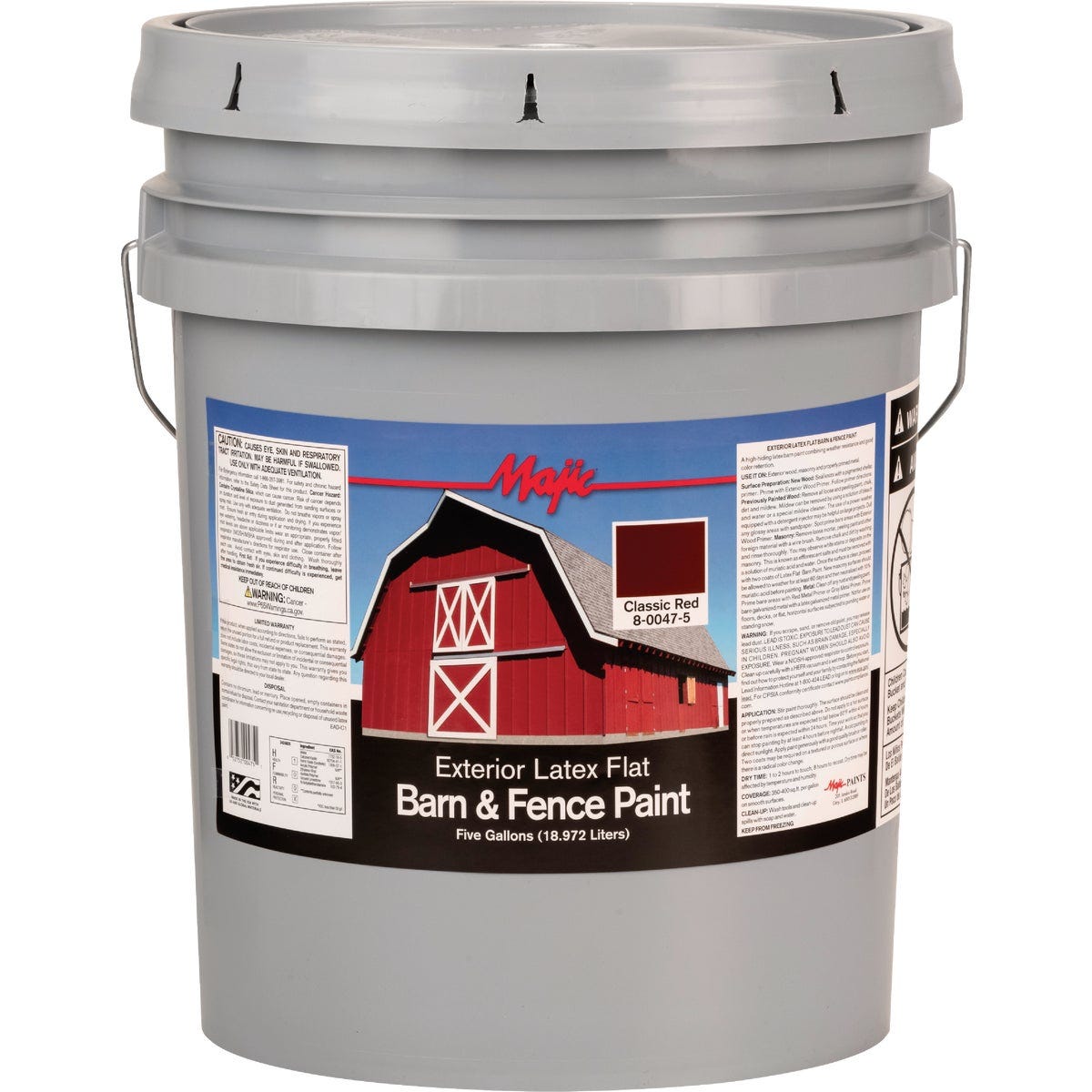 MAJIC Barn & Fence Exterior Latex Flat Paint, Classic Red, 5 Gal. - photo 2 MAJIC Barn & Fence Exterior Latex Flat Paint, Classic Red, 5 Gal. - photo 2