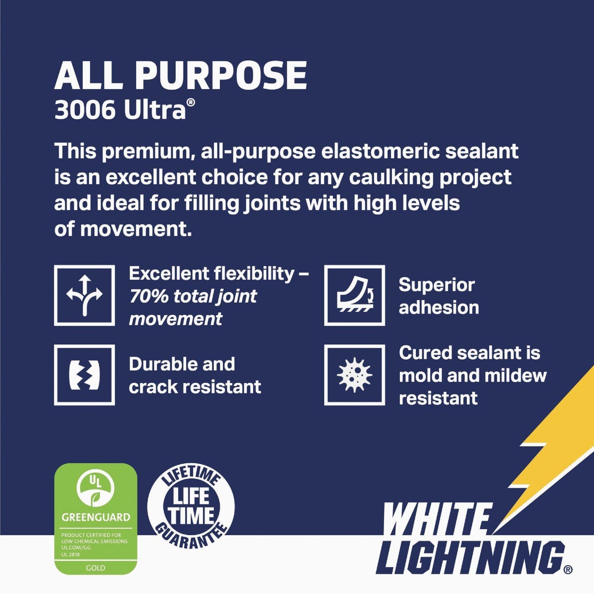 White Lightning 3006 Ultra 10 Oz. White Siliconized Acrylic Latex Elastomeric Sealant - photo 4