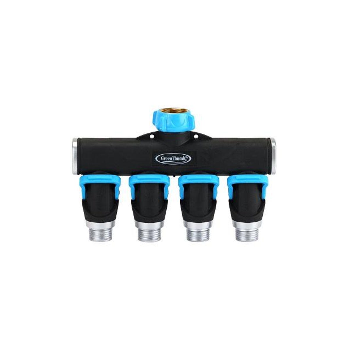 Green Thumb 4-Way Full-Flow Metal Hose Connector