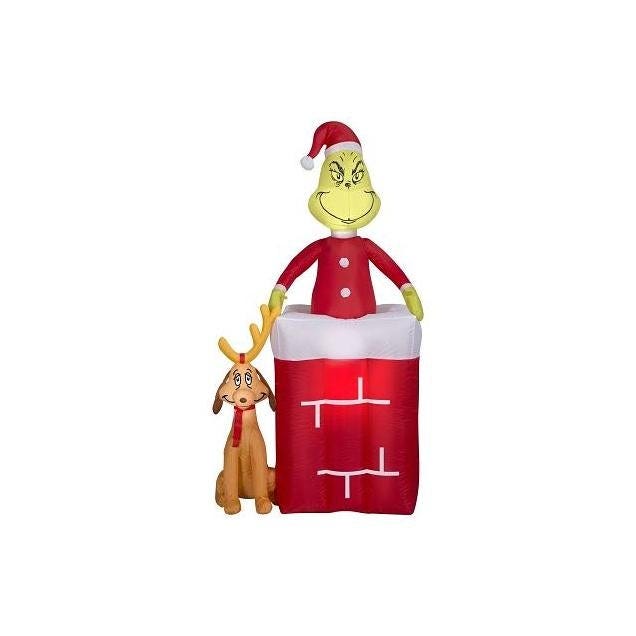 Gemmy 6 Ft. LED Dr. Seuss' Grinch in Chimney Airblown Inflatable Gemmy 6 Ft. LED Dr. Seuss' Grinch in Chimney Airblown Inflatable