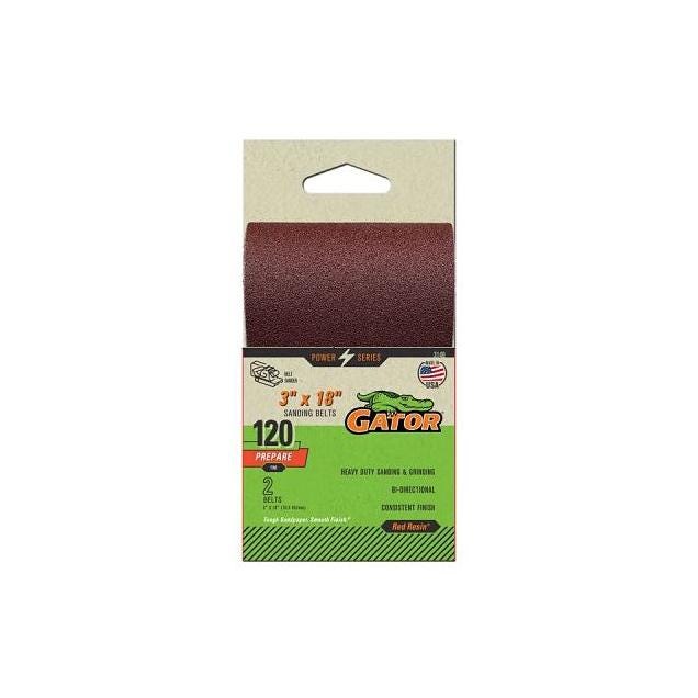 Gator 3 In. x 18 In. 120-Grit Aluminum Oxide Sanding Belts (2-Pack)