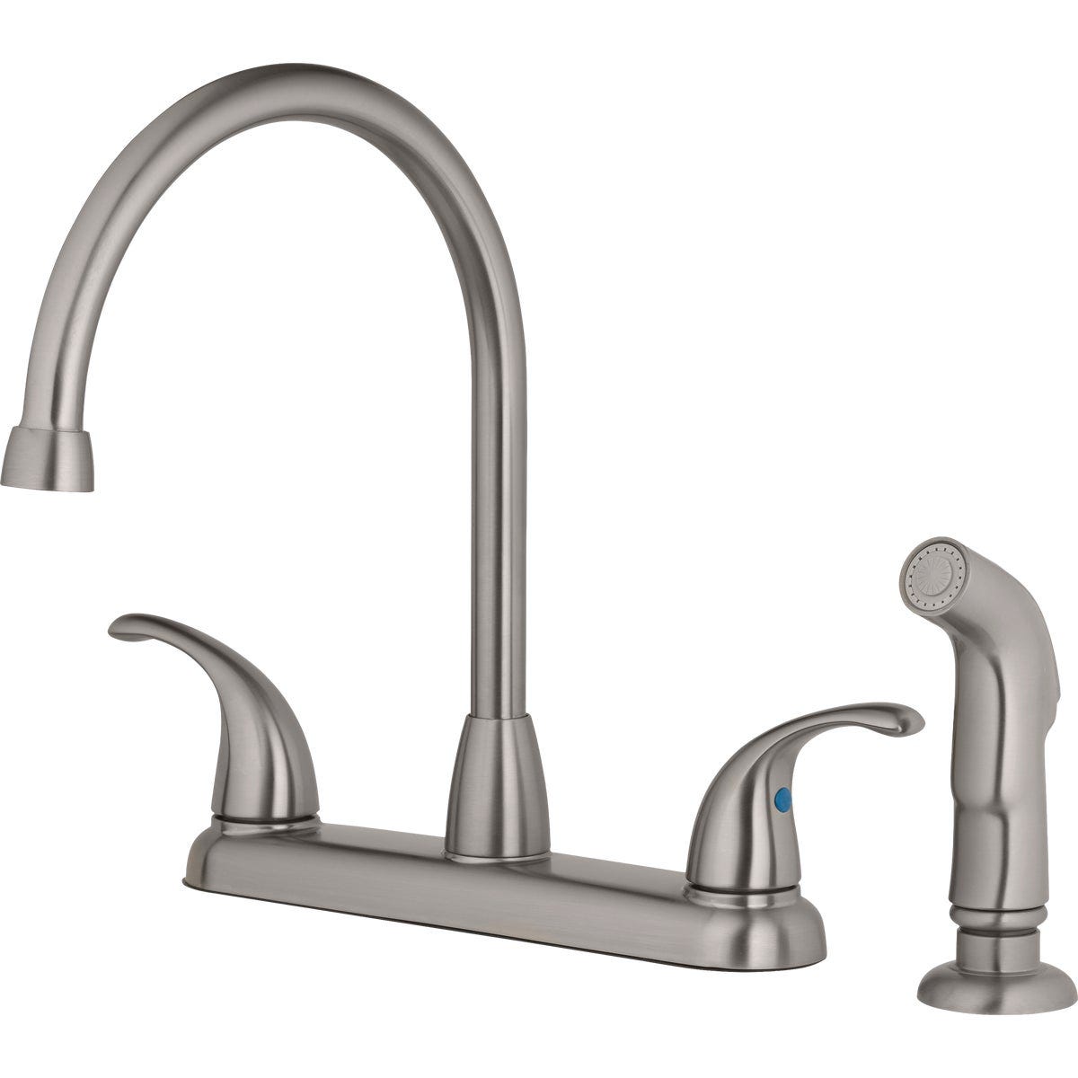 Homepointe 3-Hole Low Arc Kitchen Faucet with Side Sprayer, Stainless Steel