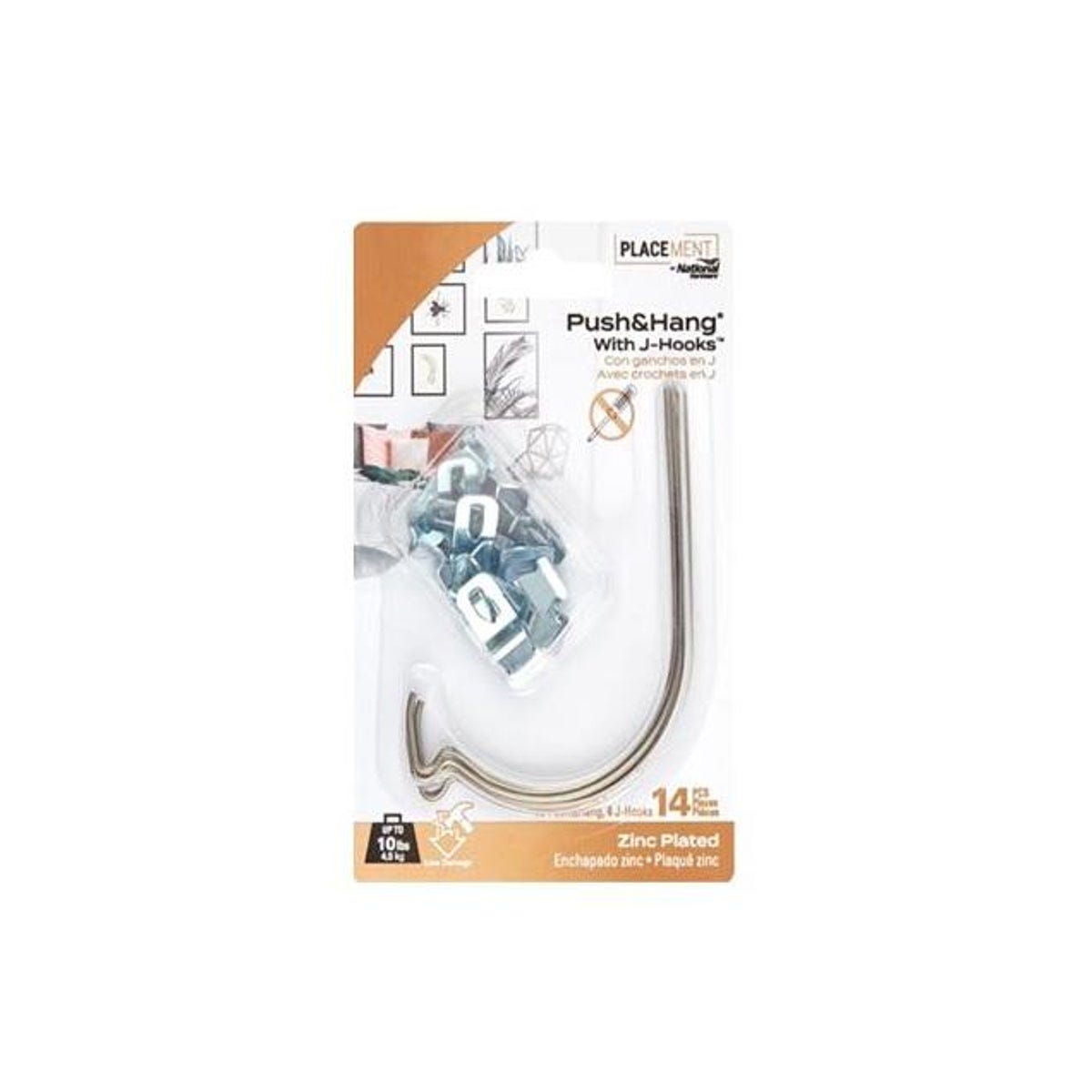 National Hardware Push & Hang Hooks + J-Hook Combo Hook (14-Piece)