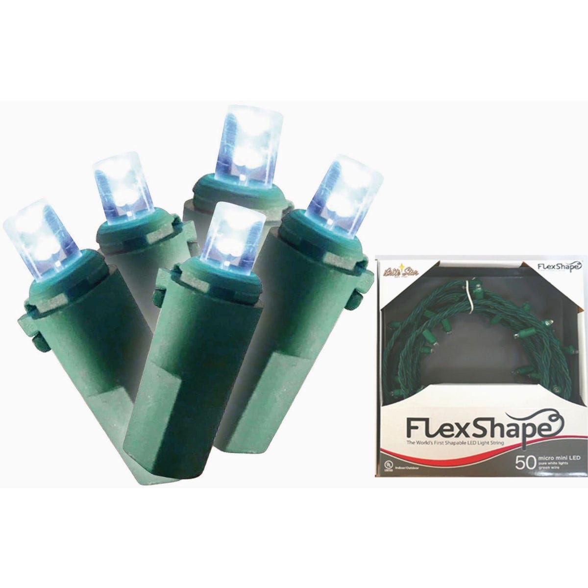 Brite Star Pure White 50-Bulb Micro Mini LED String Light Set with Green Wire