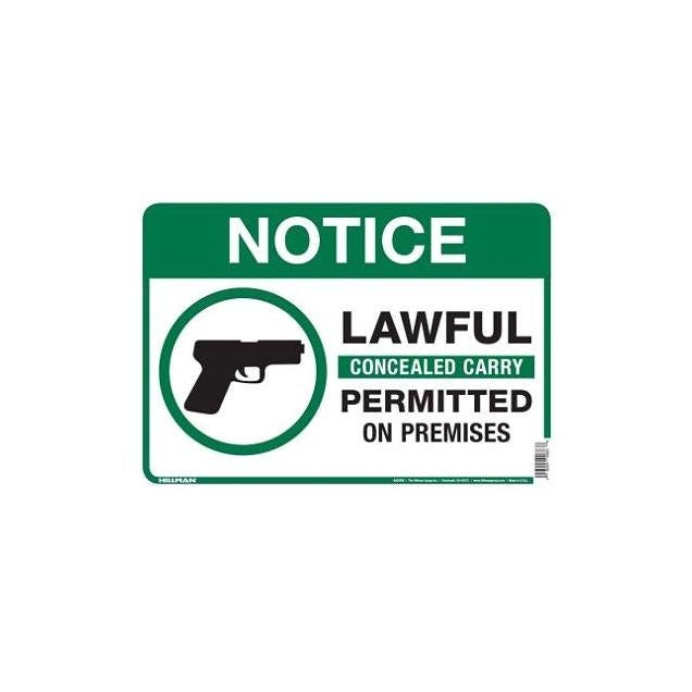Hillman 10 In. x 14 In. Concealed Carry Allowed Sign Hillman 10 In. x 14 In. Concealed Carry Allowed Sign