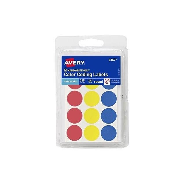 Avery 3/4 In. Round Handwrite Only Removable Color Coding Labels (315-Pack) Avery 3/4 In. Round Handwrite Only Removable Color Coding Labels (315-Pack)