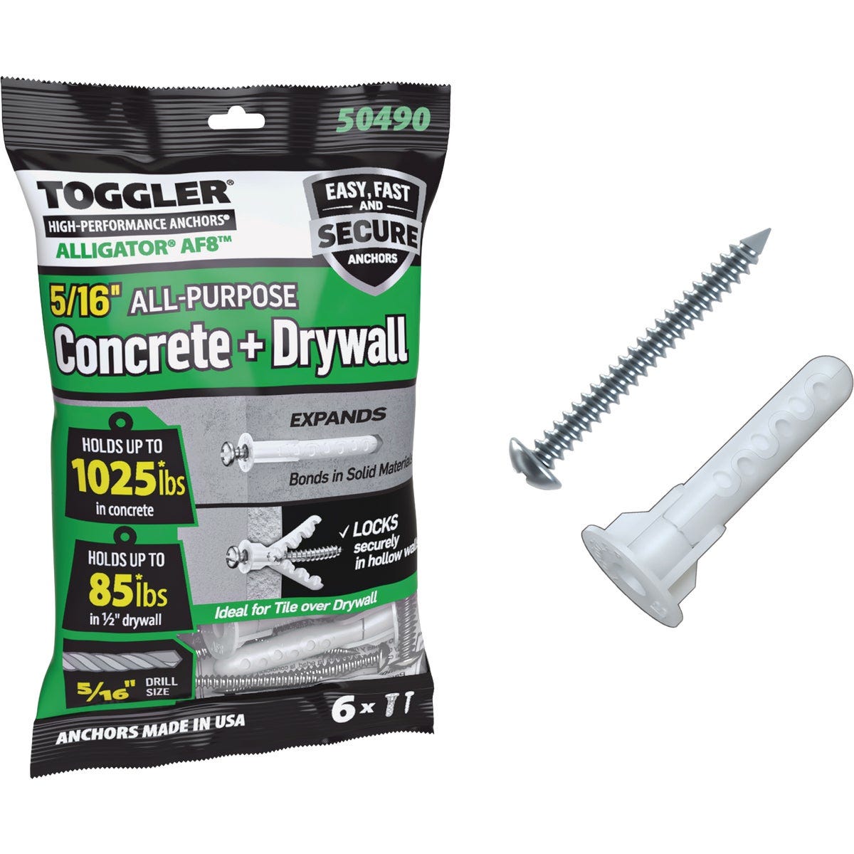 Toggler Alligator #12 x 1-3/4 In. Concrete & Drywall Anchors (6-Count) Toggler Alligator #12 x 1-3/4 In. Concrete & Drywall Anchors (6-Count)