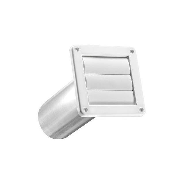 Lambro 4 In. White Plastic Exhaust Wall Louvered Vent