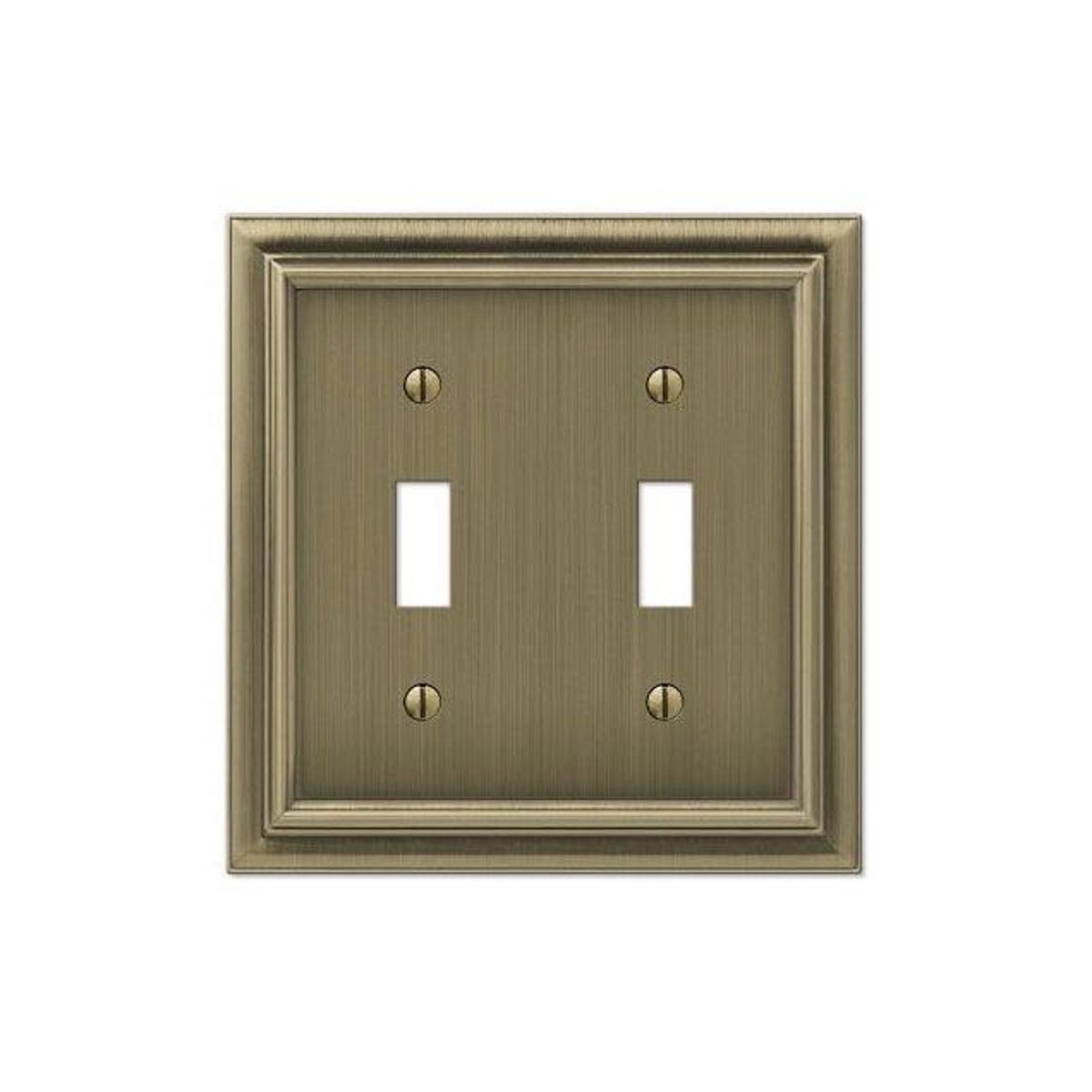 Westek Continental Brushed Brass Metal 2-Toggle Wall Plate