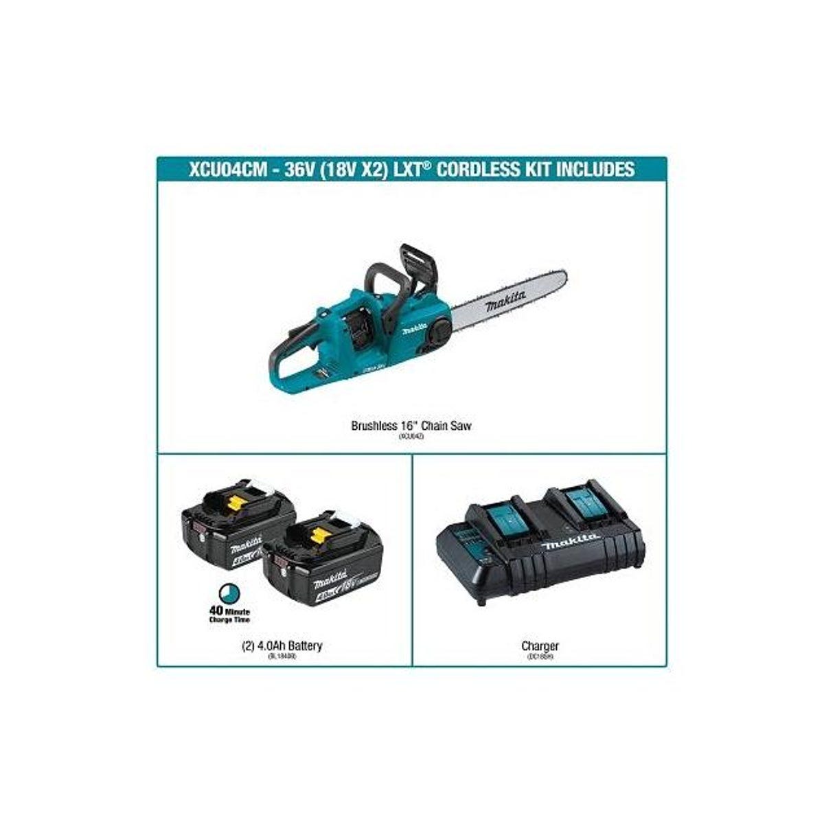 Makita 36V LXT 16 In. Brushless Chain Saw Kit with (2) 18V Batteries - photo 2 Makita 36V LXT 16 In. Brushless Chain Saw Kit with (2) 18V Batteries - photo 2