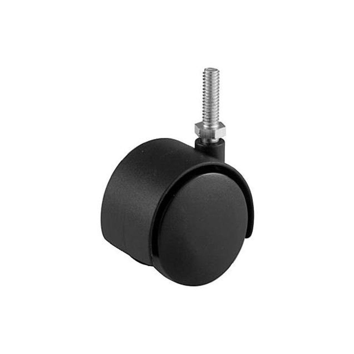 Richelieu 2 In. Black Dual-Wheel Caster with 1 In. Threaded Stem