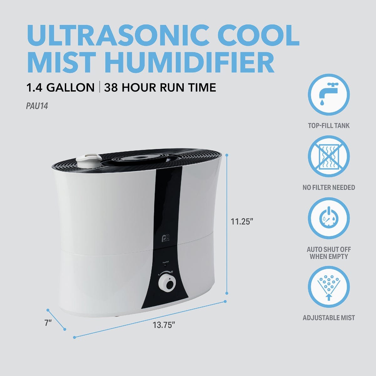 Perfect Aire 1.4 Gal. Capacity 193 Sq. Ft. Medium Size Room Ultrasonic Cool Mist Humidifier - photo 7