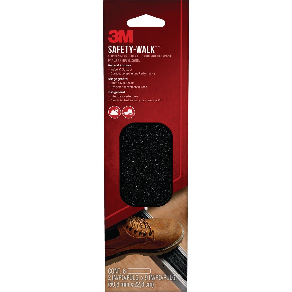 3M Safety-Walk 2 In. x 9 In. Black Slip Resistant Tread Walk Tape Strip (6-Pack) 3M Safety-Walk 2 In. x 9 In. Black Slip Resistant Tread Walk Tape Strip (6-Pack)
