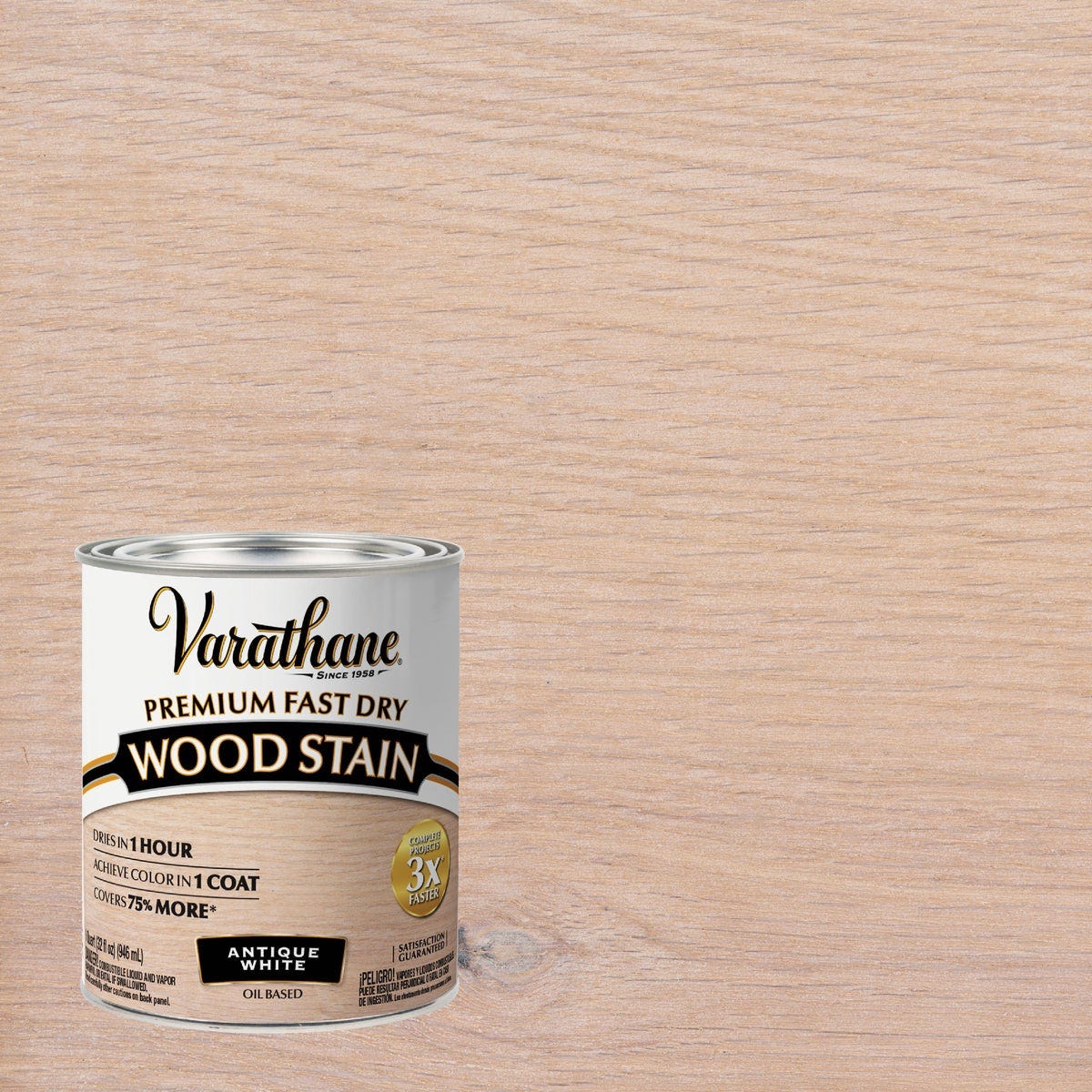 Varathane Fast Dry Antique White Urethane Modified Alkyd Interior Wood Stain, 1 Qt.