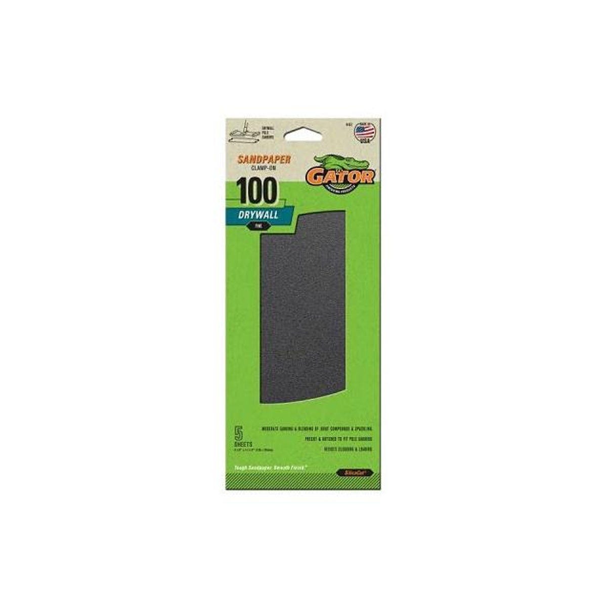 Gator Grit 4.25 In. x 11.25 In. Fine 100 Grit Drywall Paper (5-Pack)