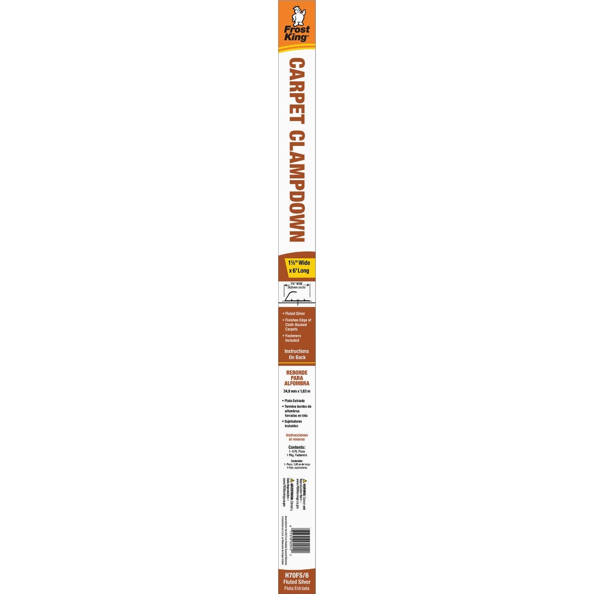 Frost King Silver Fluted 1-3/8 In. x 6 Ft. Carpet Clampdown with Teeth - photo 2