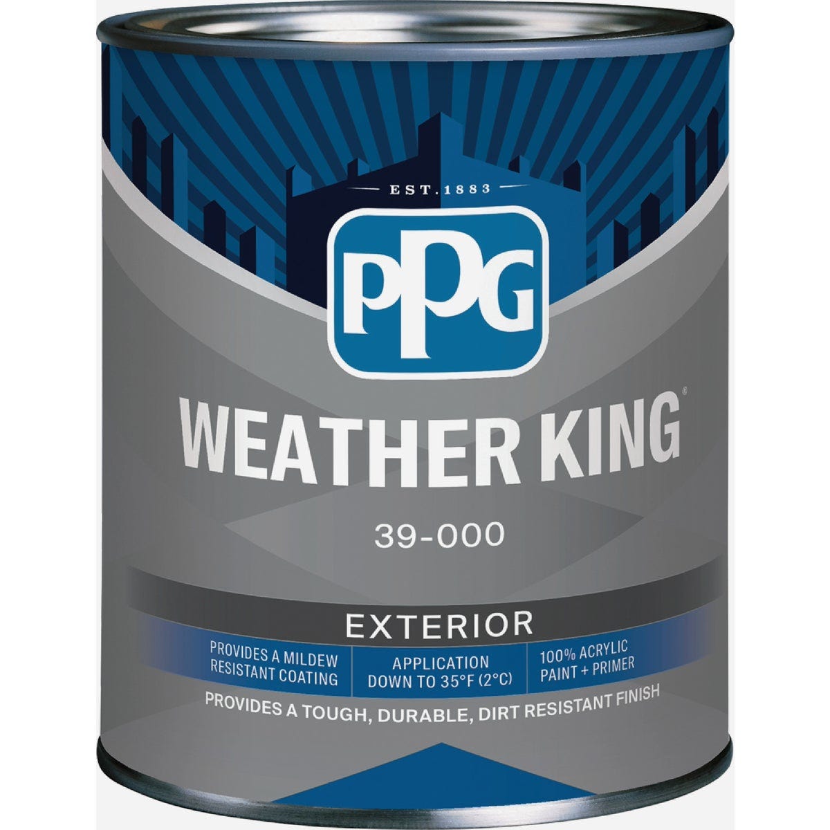 Weather King Exterior 100% Acrylic Paint + Primer Semi Gloss Super White Quart