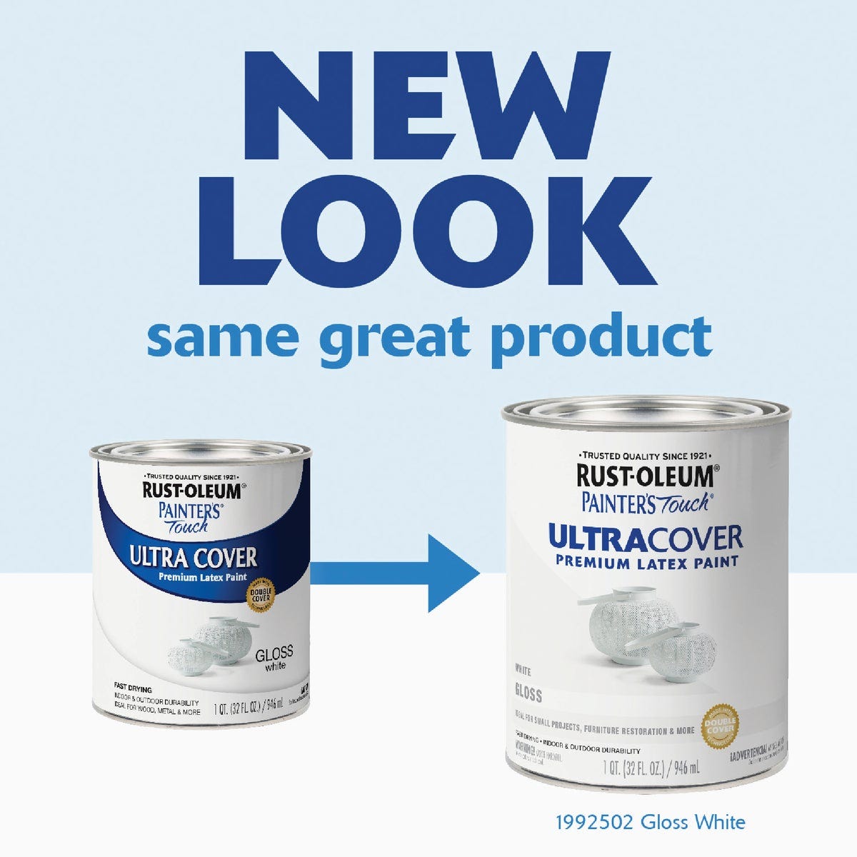 Rust-Oleum Painter's Touch 2X Ultra Cover Premium Latex Paint, White Gloss, 1 Qt. - photo 3