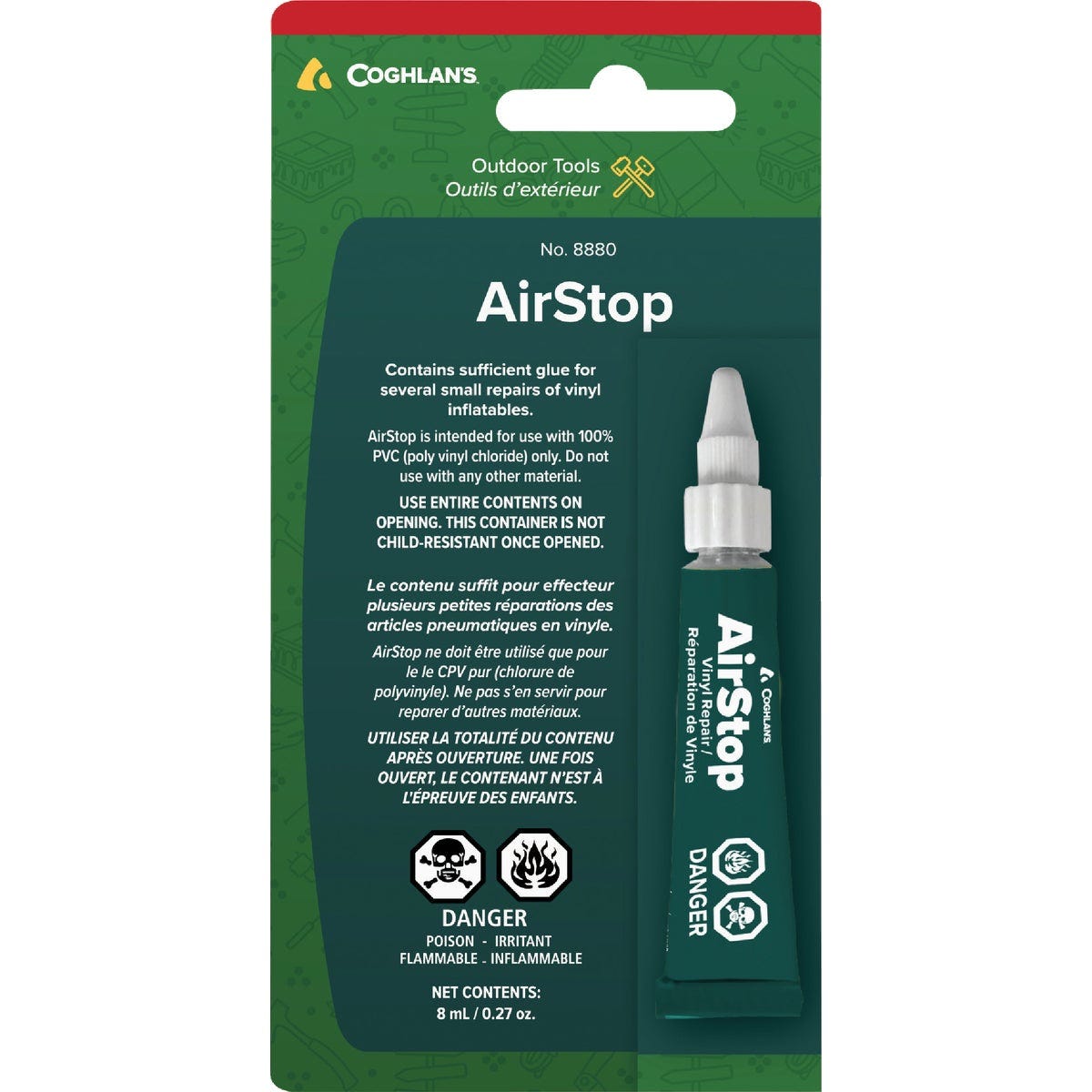 Coghlans AirStop 0.27 Oz. Gel PVC Vinyl Repair Coghlans AirStop 0.27 Oz. Gel PVC Vinyl Repair