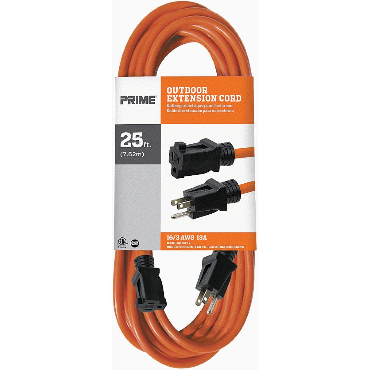 Prime 25 Ft. 16/3 SJTW Orange Outdoor Extension Cord