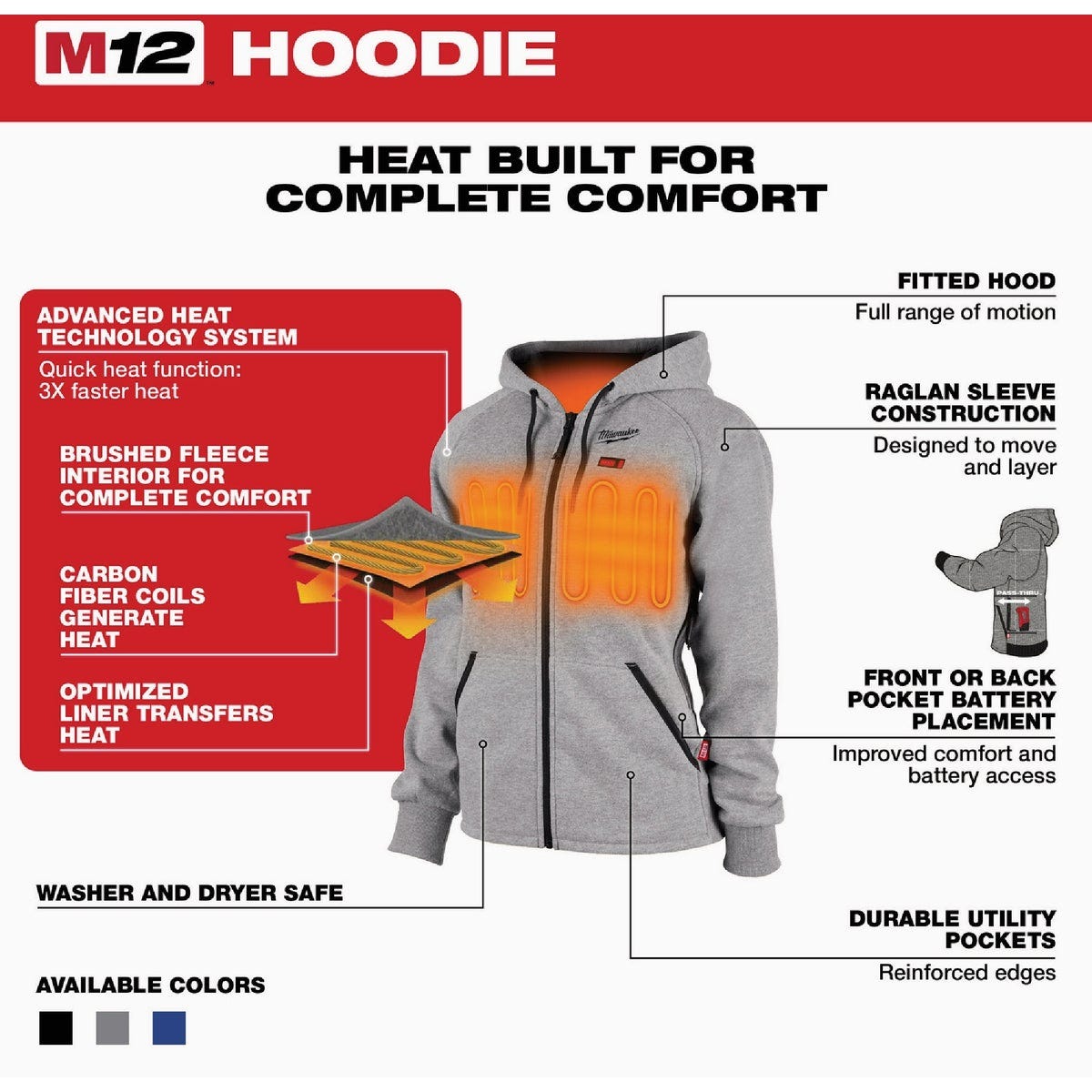 Milwaukee M12 Women's Black Heated Hoodie Kit, L - photo 6
