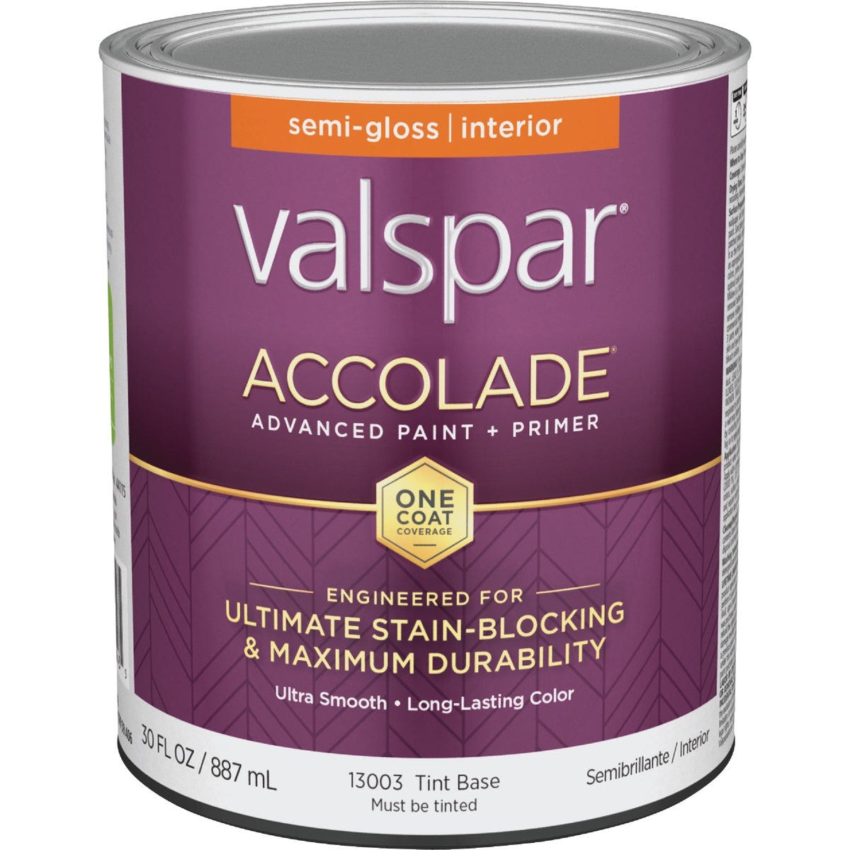 Valspar Accolade Super Premium 100% Acrylic Paint & Primer Semi-Gloss Interior Wall Paint, Tint Base, 1 Qt.