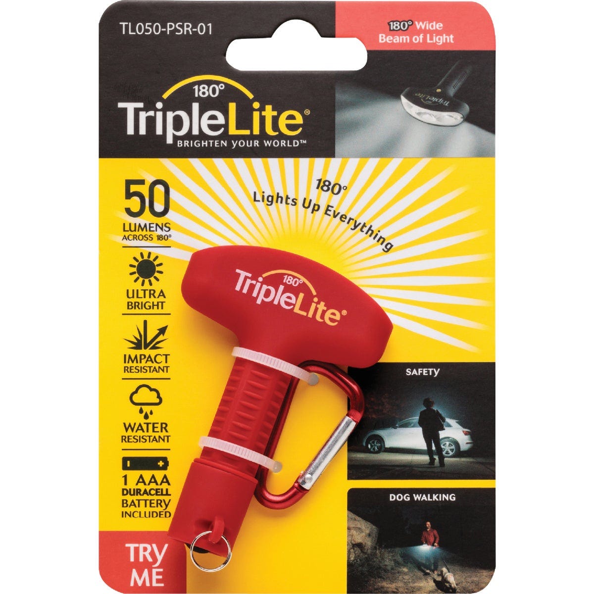 TripleLite 50 Lm. Red 180 Deg Mini LED Flashlight with Carabiner TripleLite 50 Lm. Red 180 Deg Mini LED Flashlight with Carabiner