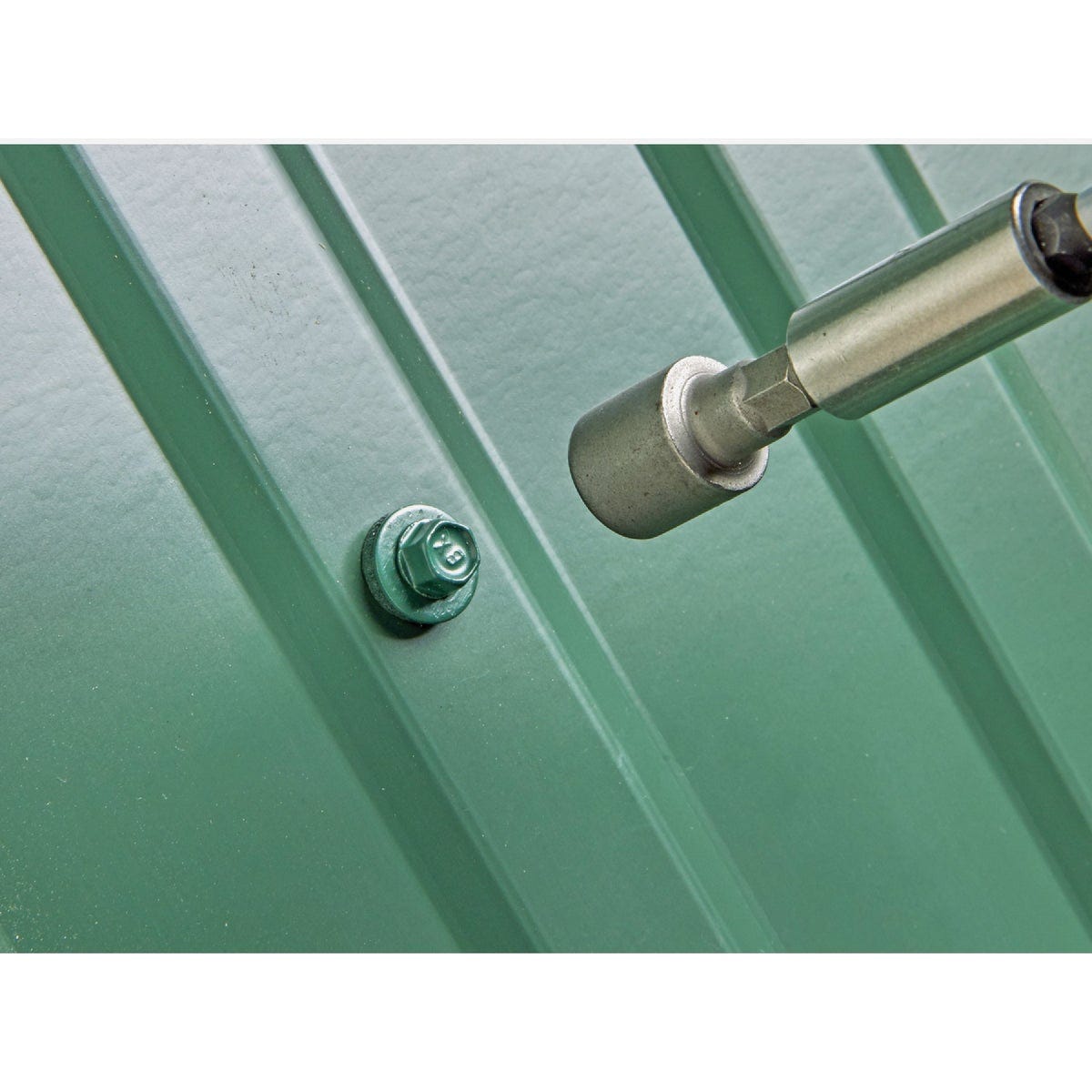 Teks #9 x 1-1/2 In. Hex Washer Head Sharp Point Metal to Wood Green Roofing Screw (100 Ct.) - photo 2