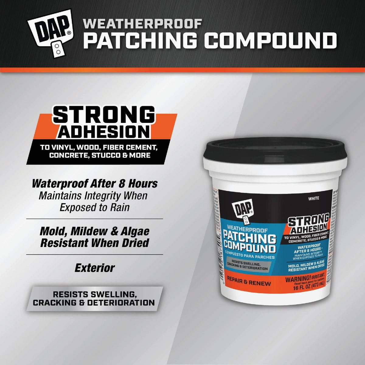 DAP 16 Oz. White Weatherproof Patching Compound - photo 2 DAP 16 Oz. White Weatherproof Patching Compound - photo 2
