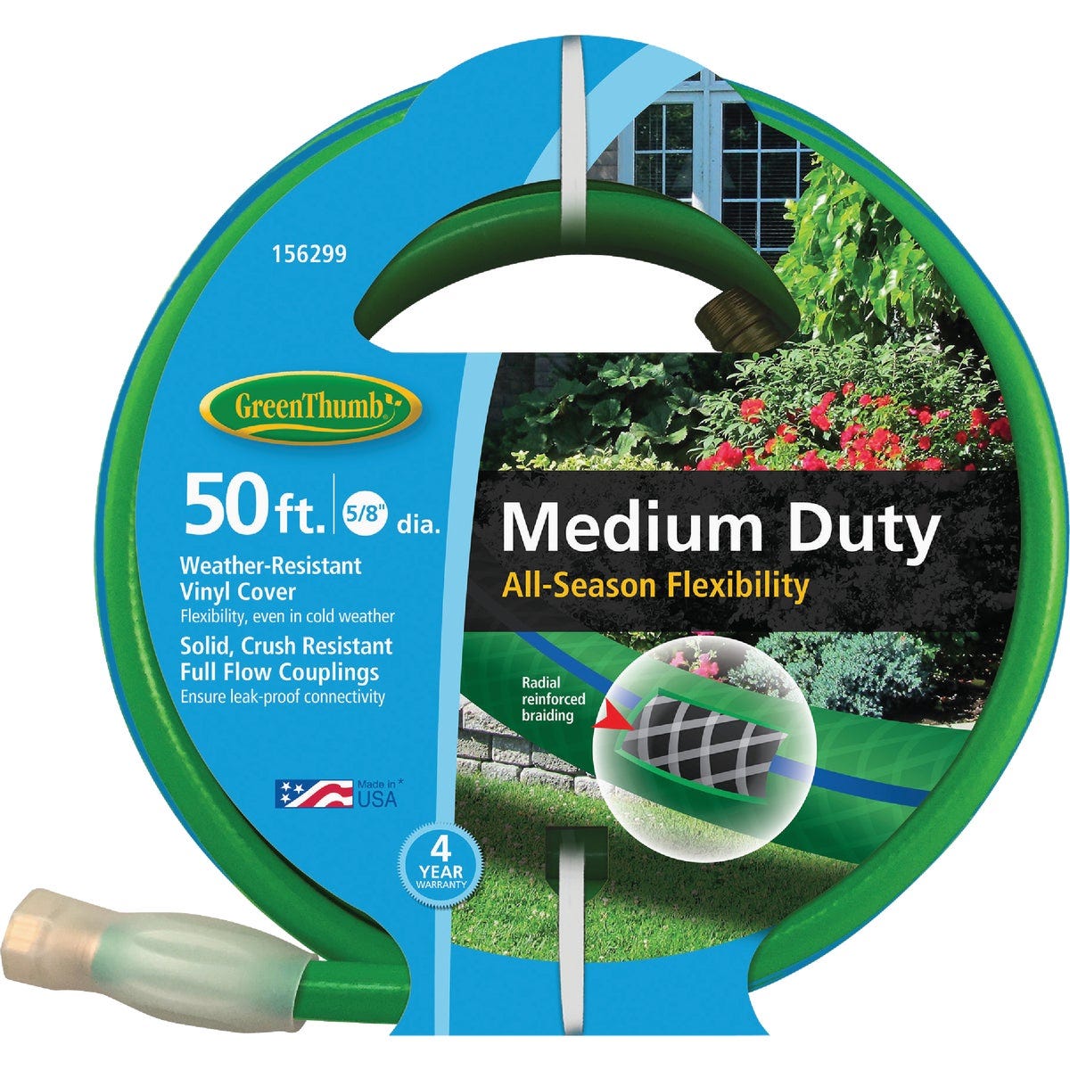Green Thumb 5/8 In. Dia. x 50 Ft. Medium Duty Vinyl Garden Hose with Guard-N-Grip Green Thumb 5/8 In. Dia. x 50 Ft. Medium Duty Vinyl Garden Hose with Guard-N-Grip
